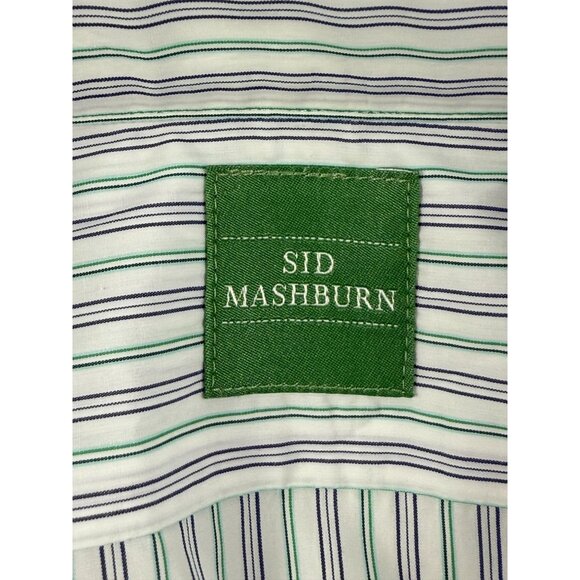 Sid Mashburn Dress Shirt Men's 15.5 Green Stripe Long Sleeve Classic Pocket - Picture 3 of 7